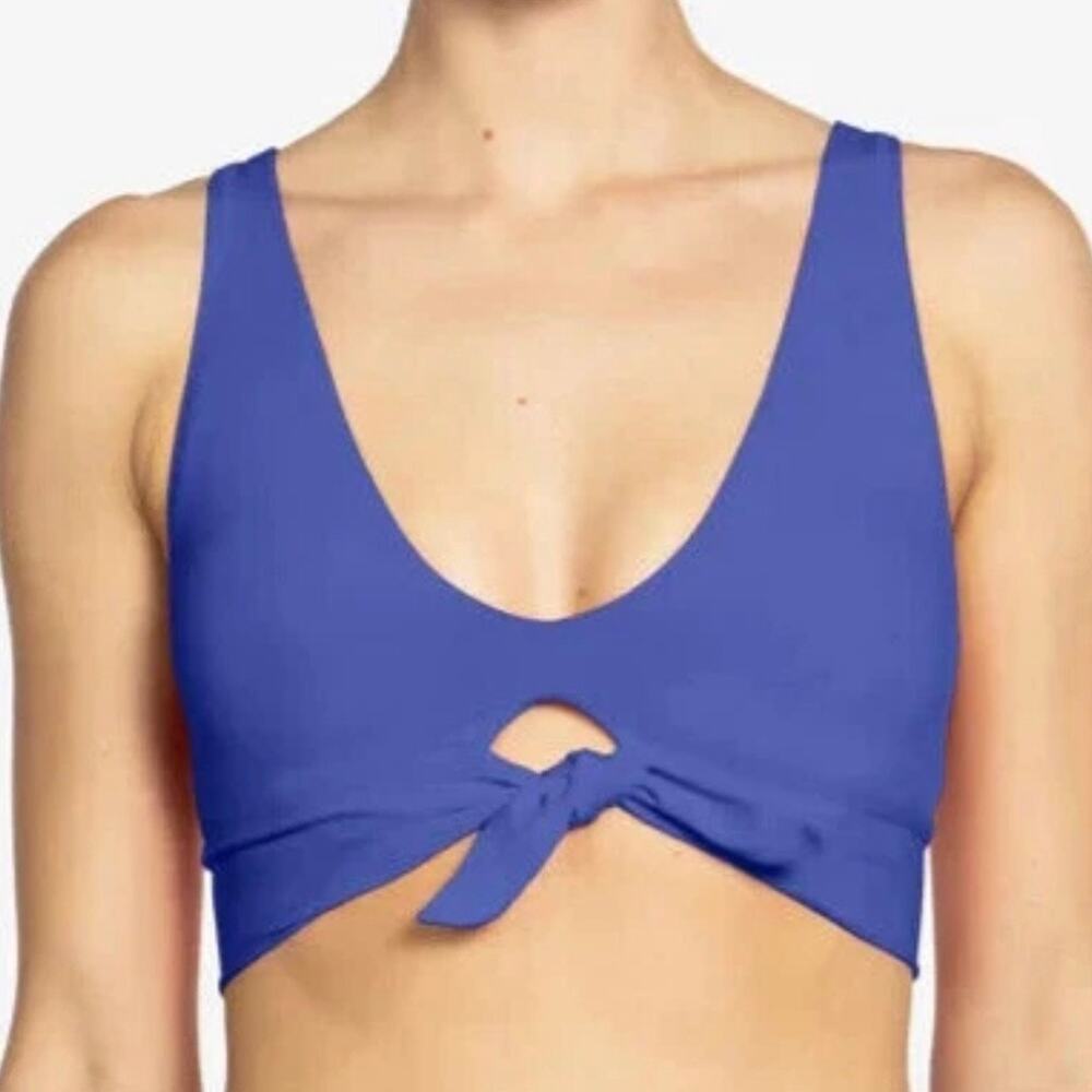 Robin Piccone Ava Knot Front Bralette Ube Purple Bikini Top Size Small